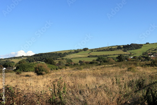 A view scenic view of a  lush green hillside overlooking Prestatyn wales