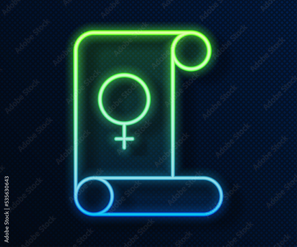 Glowing neon line Feminism icon isolated on blue background. Fight for freedom, independence, equality. Vector Glowing neon line Feminism icon isolated on blue background. Fight for freedom, independence, equality. Vector