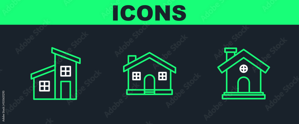 Set line House, and icon. Vector