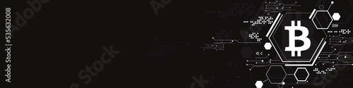 Fotografie Abstract bitcoin blockchain digital background