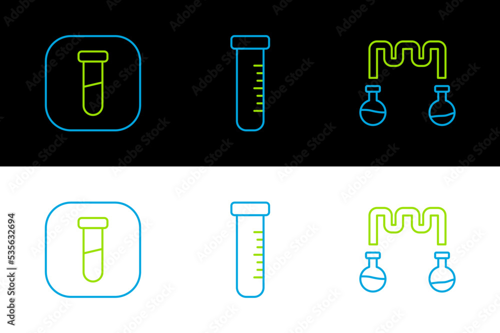 Set line Test tube and flask, and icon. Vector Set line Test tube and flask, and icon. Vector