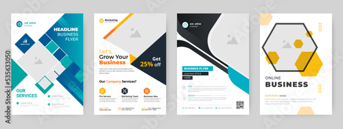 business advertising magazine poster flyer layout template. corporate minimal print ready newest multipurpose business official poster. magazine for flier mockup in color variation vector template. 