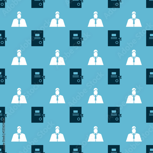 Set Lawsuit paper and Lawyer, attorney, jurist on seamless pattern. Vector