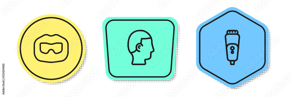 Set line Mustache and beard, Hairstyle for men and Electric razor blade. Colored shapes. Vector Set line Mustache and beard, Hairstyle for men and Electric razor blade. Colored shapes. Vector