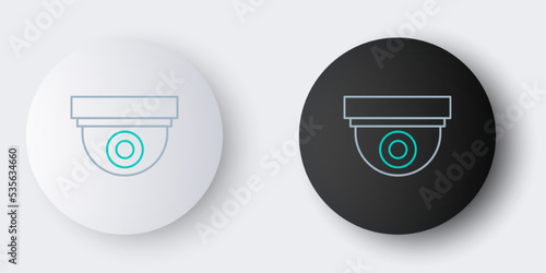 Line Security camera icon isolated on grey background. Colorful outline concept. Vector