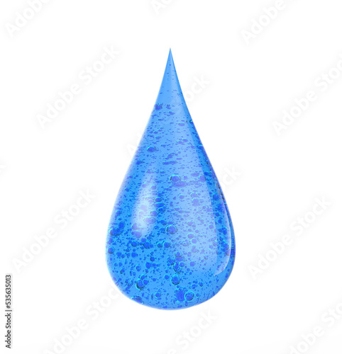 sparkling water drop  with bubbles  transparent background