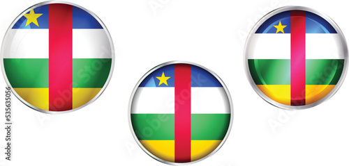 Round national flag pin of Central African Republic.Circular vector flag of Central African Republic.