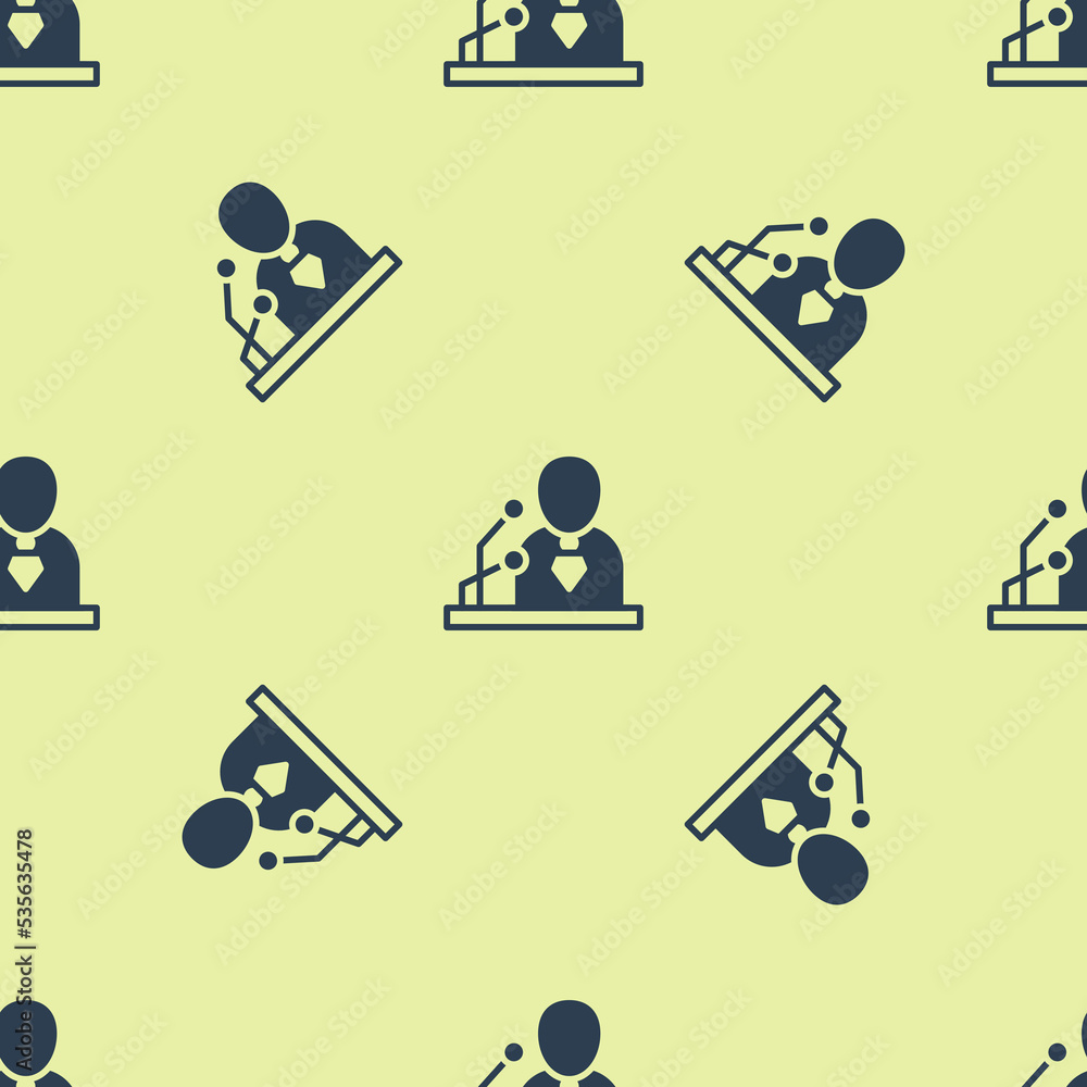 Blue Breaking news icon isolated seamless pattern on yellow background. News on television. News anchor broadcasting. Mass media. Evening news. Vector Blue Breaking news icon isolated seamless pattern on yellow background. News on television. News anchor broadcasting. Mass media. Evening news. Vector