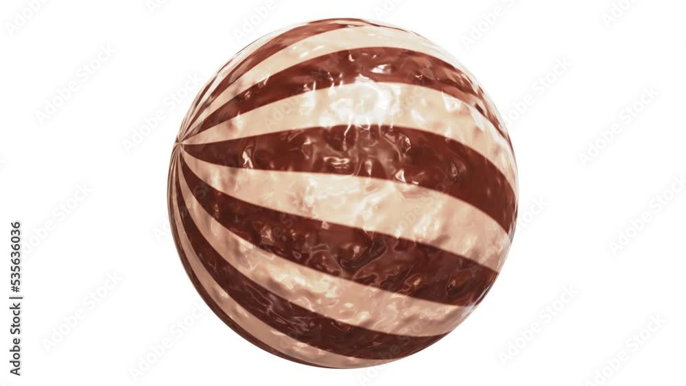 Realistic looping 3D animation of the beautiful spinning delicious milk chocolate and white chocolate striped candy rendered in UHD with alpha matte Realistic looping 3D animation of the beautiful spinning delicious milk chocolate and white chocolate striped candy rendered in UHD with alpha matte
