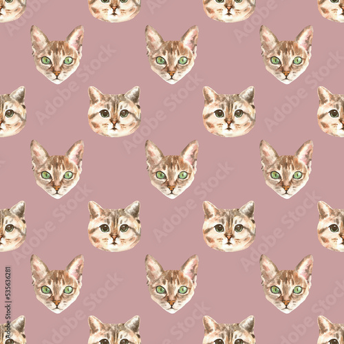 Watercolor cat pattern  cute fabric design for kids  cat breeds  british  pale background seanpless pattern  scrapbooking wallpaper wrapping  gift paper  for clothes  children textile digital paper  