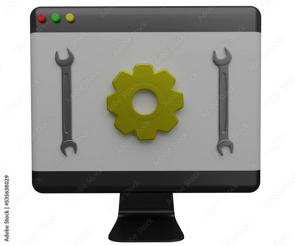Web maintenance icon 3d render.
Web maintenance icon 3d render.