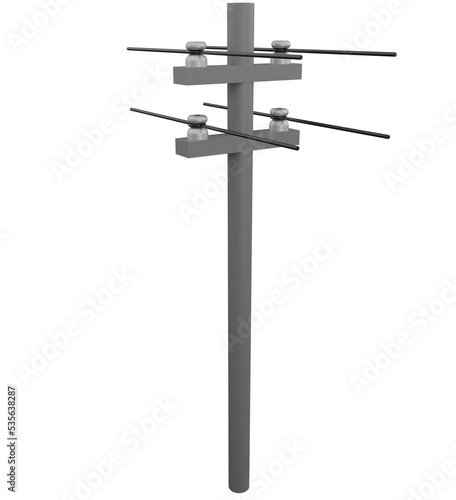 3d rendering power pole. electricity icon. 