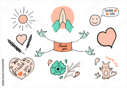  thank you day set colored doodle inc illustration vector