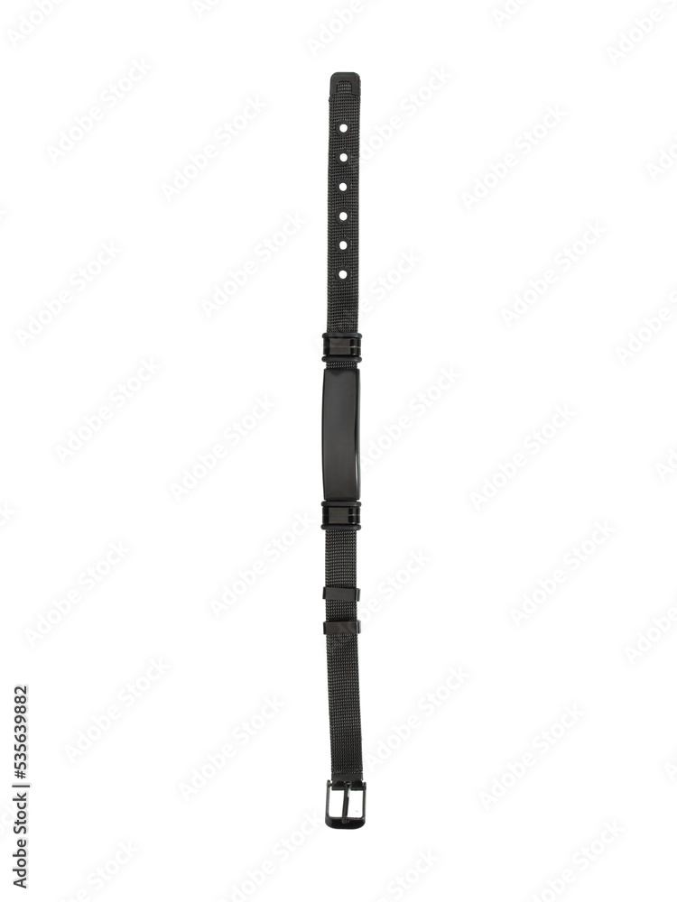 black metal bracelet, broom weaving bracelet, gloss accessory, isolated photo, isolated