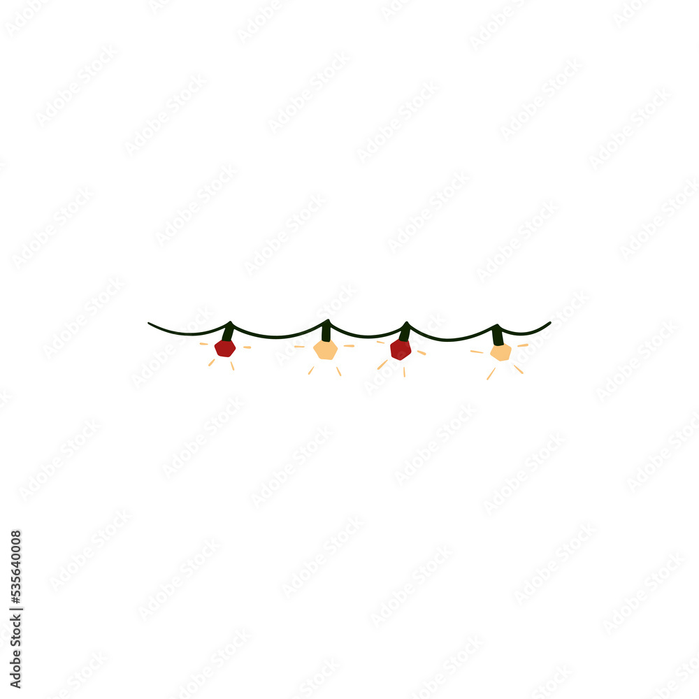 Single vector element isolated on white background. Christmas lights (garland). Single vector element isolated on white background. Christmas lights (garland).