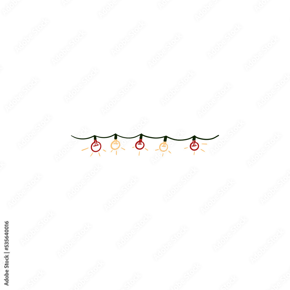 Single vector element isolated on white background. Christmas lights (garland).
