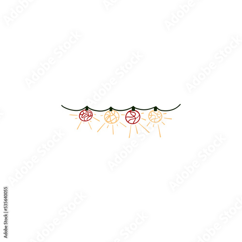 Single vector element isolated on white background. Christmas lights (garland).
