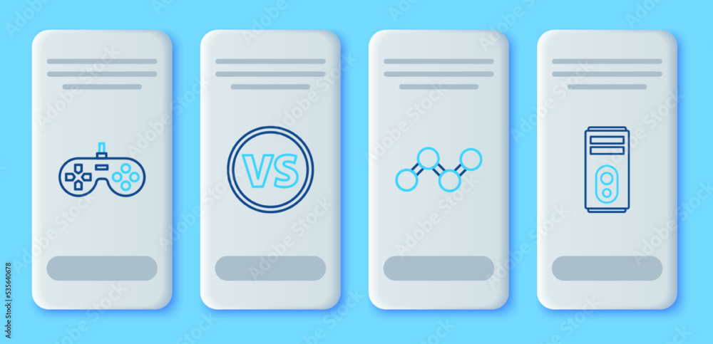 Set line VS Versus battle, Share, Gamepad and Computer icon. Vector Set line VS Versus battle, Share, Gamepad and Computer icon. Vector