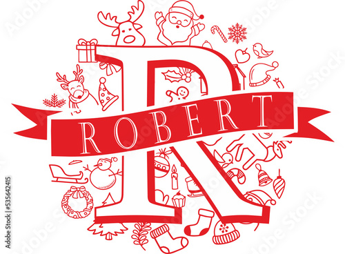 christmas split monogram design - robert png