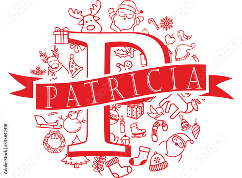 christmas split monogram design - patricia png photo