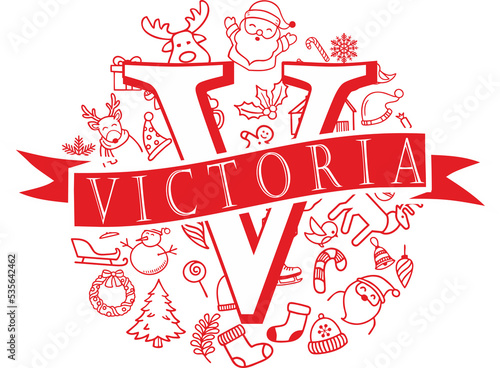 christmas split monogram design - victoria png