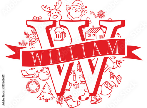 christmas split monogram design - william png