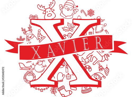 christmas split monogram design - xavier png