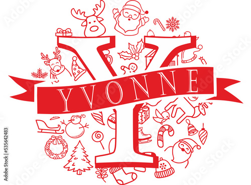 christmas split monogram design - yvonne png