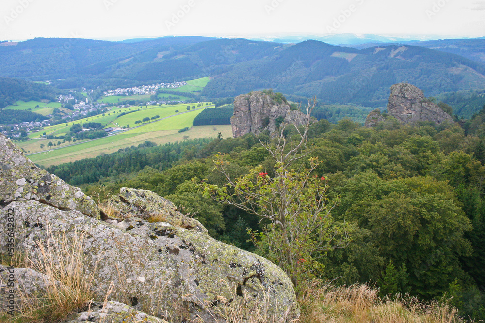 View from rock formation Bruchhausen Rocks (german: Bruchhauser Steine) in Sauerland region, Germany View from rock formation Bruchhausen Rocks (german: Bruchhauser Steine) in Sauerland region, Germany