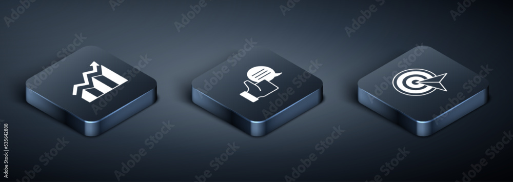Set Isometric Financial growth increase, Target and Customer product rating icon. Vector Set Isometric Financial growth increase, Target and Customer product rating icon. Vector
