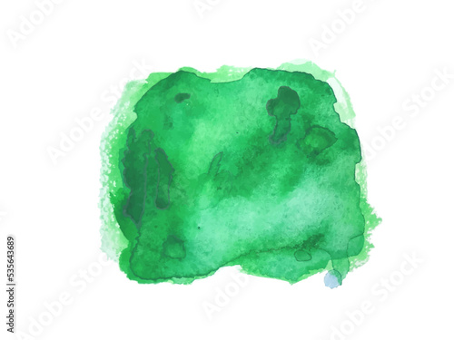 Colorful spot on isolated white. Colored stain. Watercolour splotch. Paint and ink smudges. Trendy label brush stroke background