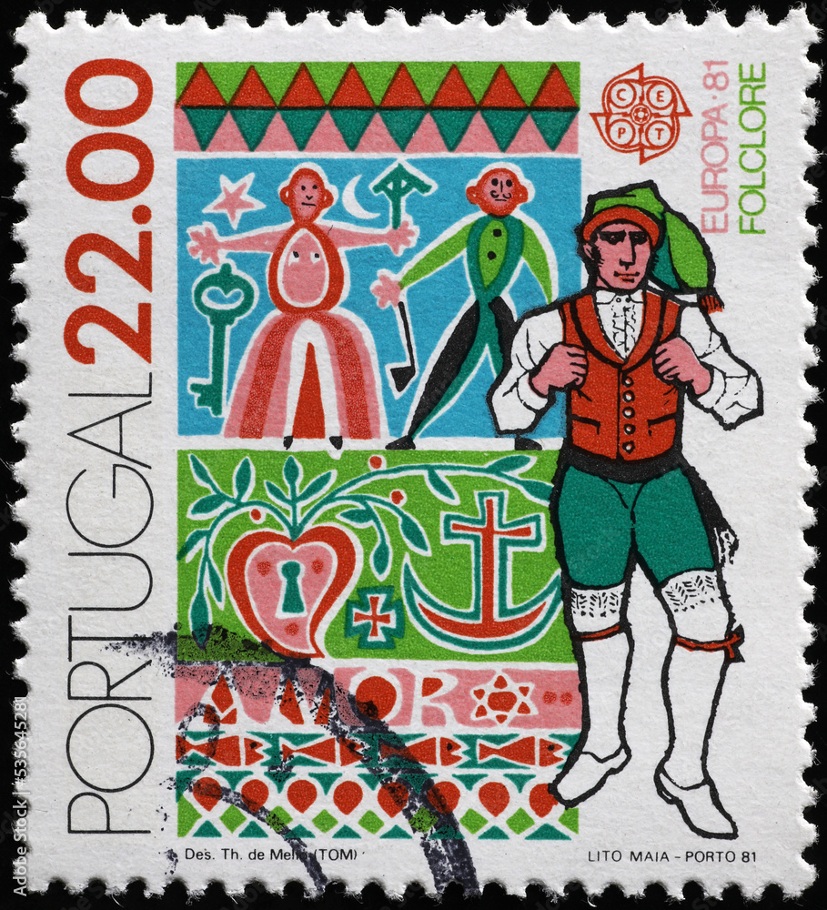 Portuguese folklore on postage stamp