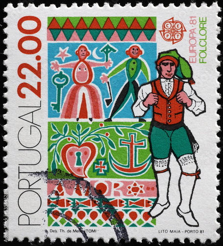 Portuguese folklore on postage stamp