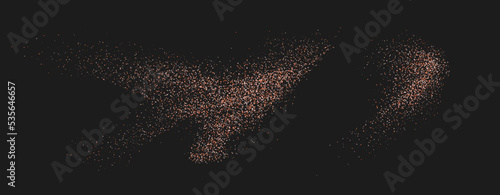 Himalayan salt splashes, pink flying salt, sugar body scrub top view. Realistic falling cosmetic powder isolated on a dark background. Vector illustration.