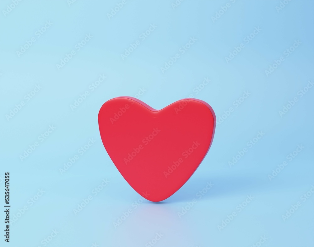 3d Red heart on a blue background. Heart icon, likes and love 3d rendering illustration 3d Red heart on a blue background. Heart icon, likes and love 3d rendering illustration