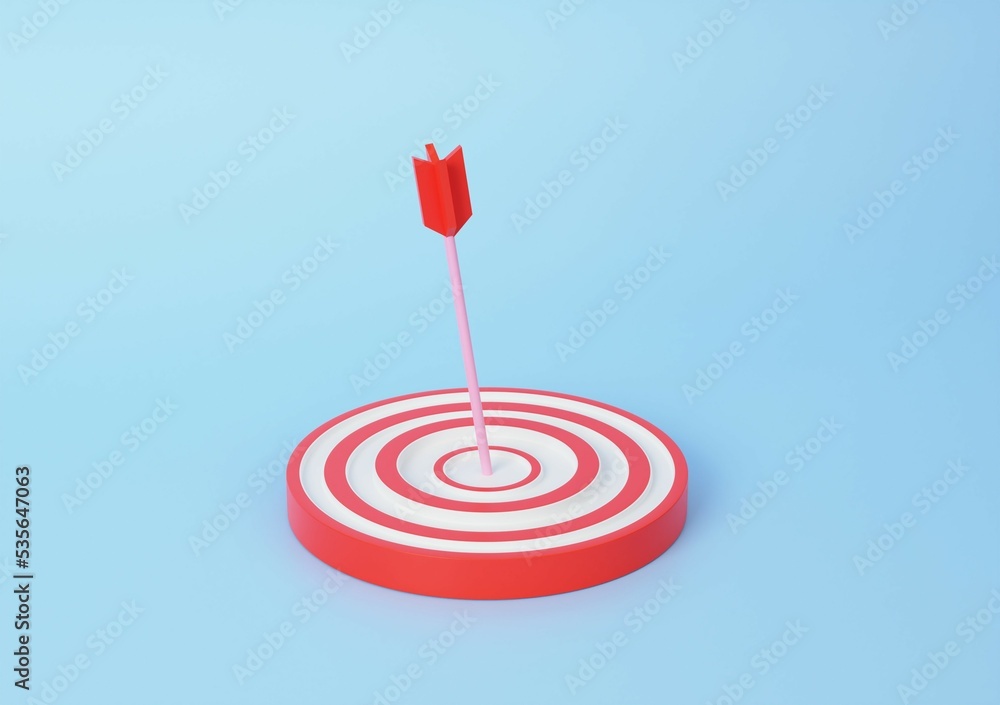 3d at least excellent business idea goals. Leadership for successful under creative concept in pastel background. 3d arrow hit center of target render on isolated blue background 3d at least excellent business idea goals. Leadership for successful under creative concept in pastel background. 3d arrow hit center of target render on isolated blue background