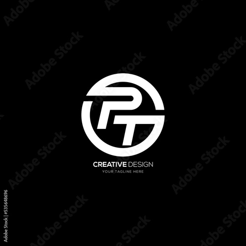 Creative letter p t g circle shape monogram logo