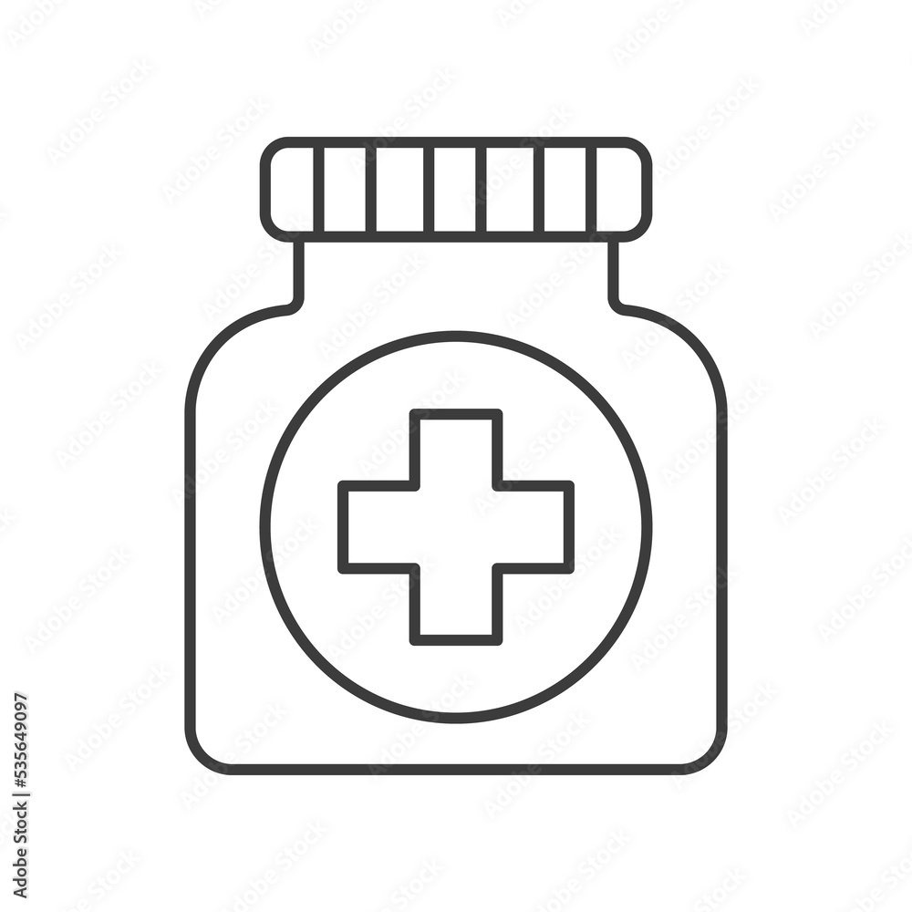 Medicine concept line icon. Simple element illustration. Medicine concept outline symbol design from medical set. Can be used for web and mobile on white background Medicine concept line icon. Simple element illustration. Medicine concept outline symbol design from medical set. Can be used for web and mobile on white background