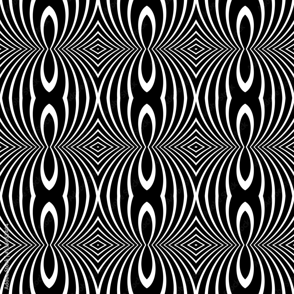 Abstract Seamless Geometric Black and White Pattern.