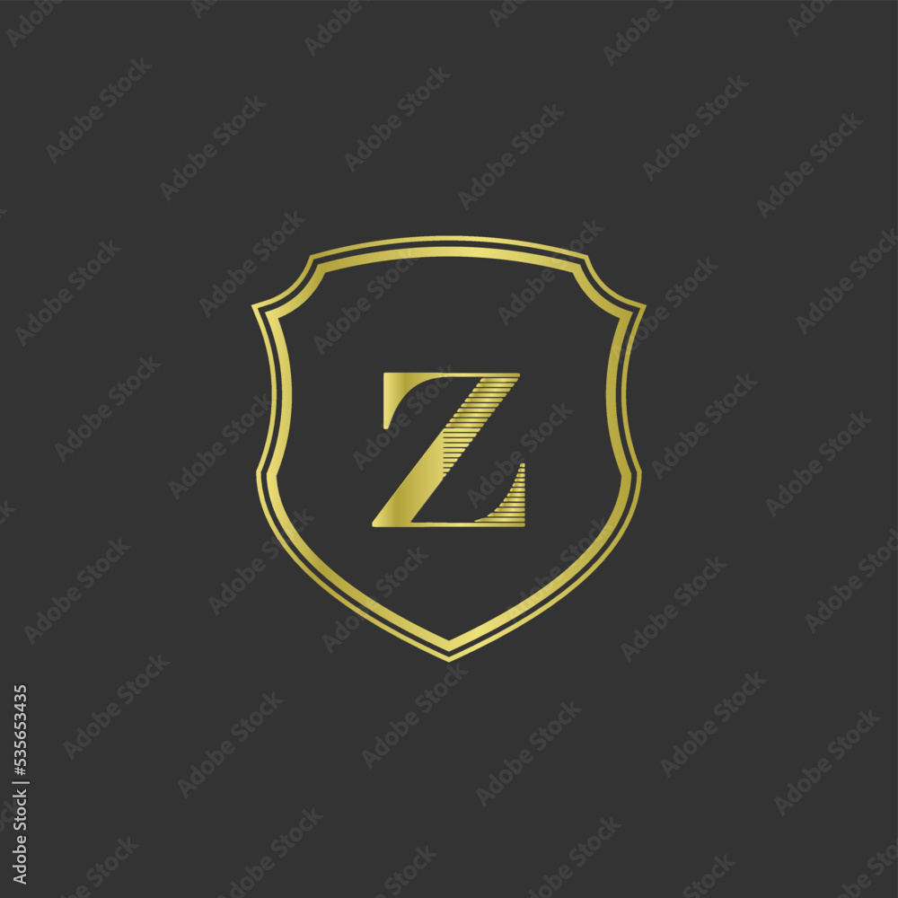initials z elegant gold logo - obrazy, fototapety, plakaty 