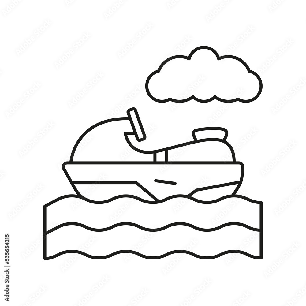 Jet ski, waves concept line icon. Simple element illustration. Jet ski, waves concept outline symbol design from summer set. Can be used for web and mobile on white background