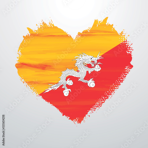 Heart shaped flag of Butan