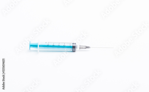 Disposable plastic syringe prepared for injection and vaccination in the hospital. The concept of medicine and health