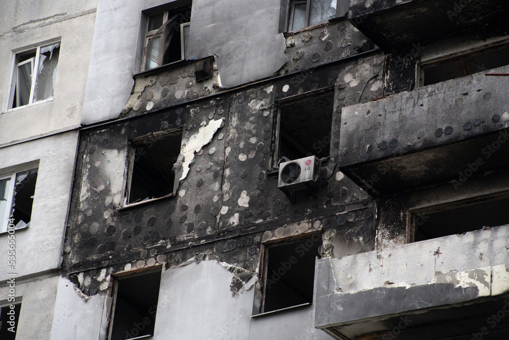 Destroyed multi-storey buildings in the city of Borodyanka, Kyiv region after the beginning of russia's invasion of Ukraine Destroyed multi-storey buildings in the city of Borodyanka, Kyiv region after the beginning of russia's invasion of Ukraine