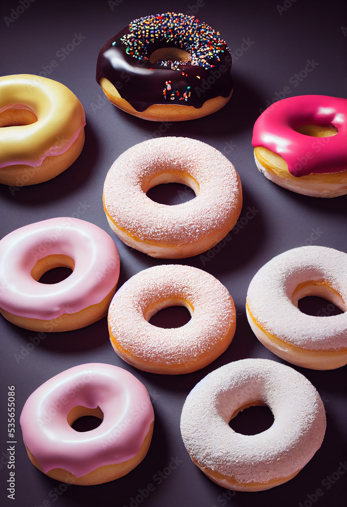 Bunte Donuts auf dem Tisch Bunte Donuts auf dem Tisch