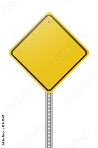 Blank yellow road sign