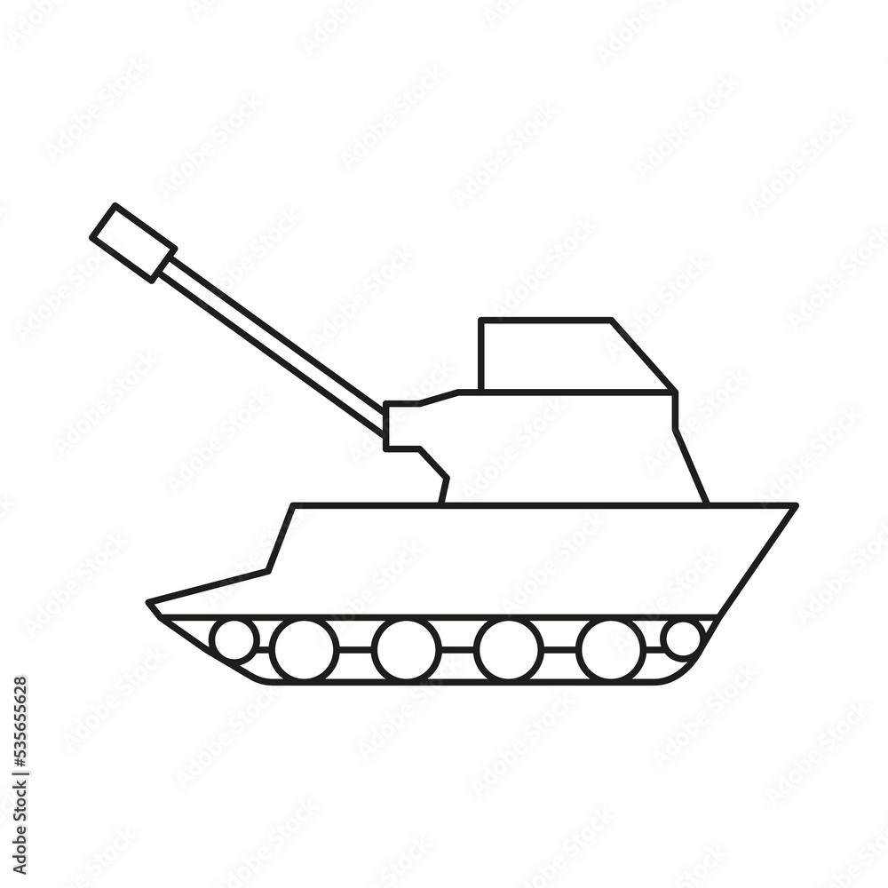 Tank, vehicle concept line icon. Simple element illustration. Tank, vehicle concept outline symbol design from war set. Can be used for web and mobile on white background Tank, vehicle concept line icon. Simple element illustration. Tank, vehicle concept outline symbol design from war set. Can be used for web and mobile on white background
