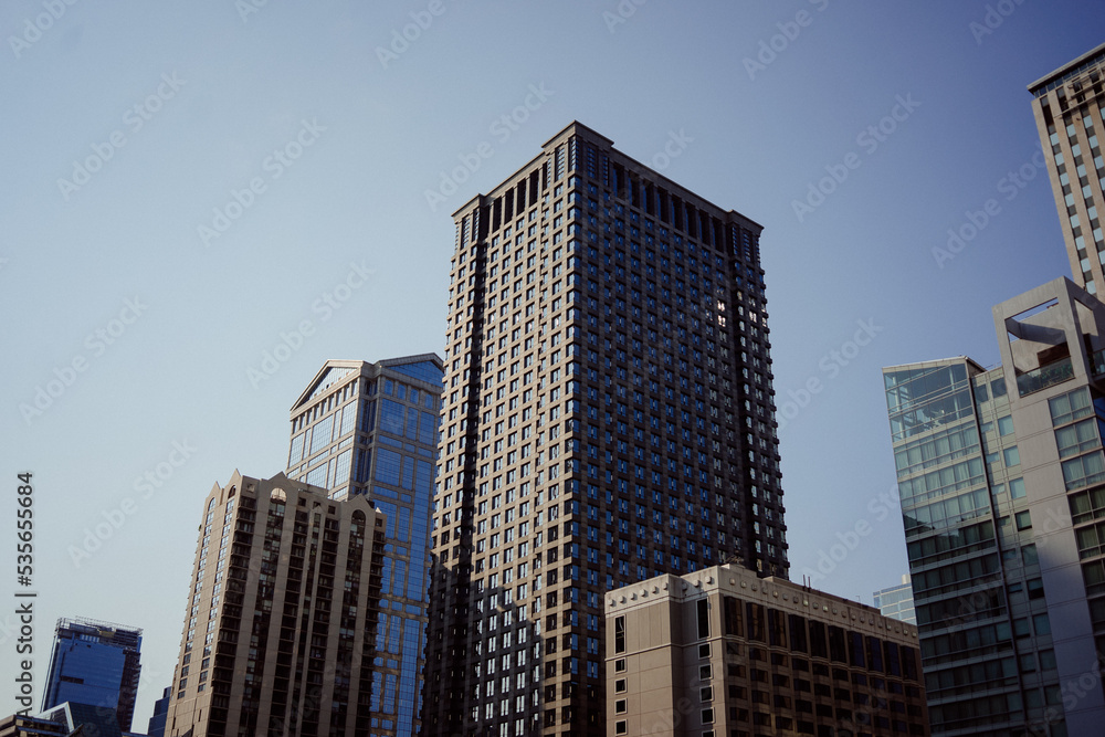 Chicago Downtown buildings Rooftops birds eye view Chicago Downtown buildings Rooftops birds eye view