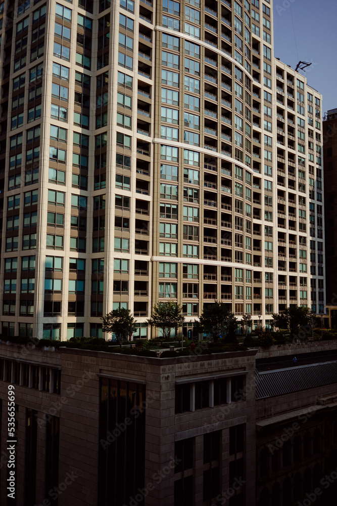 Fototapeta premium Chicago Downtown buildings Rooftops birds eye view