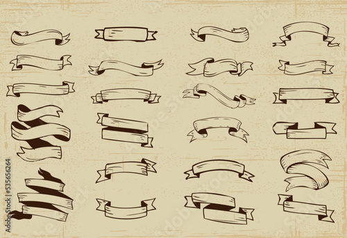 Collection of vintage ribbon banners vector illustration